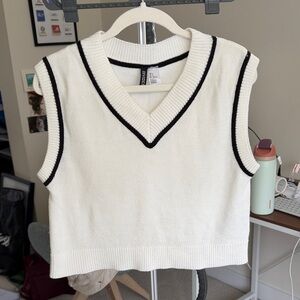 H&M White and Black Trim Tank Top
